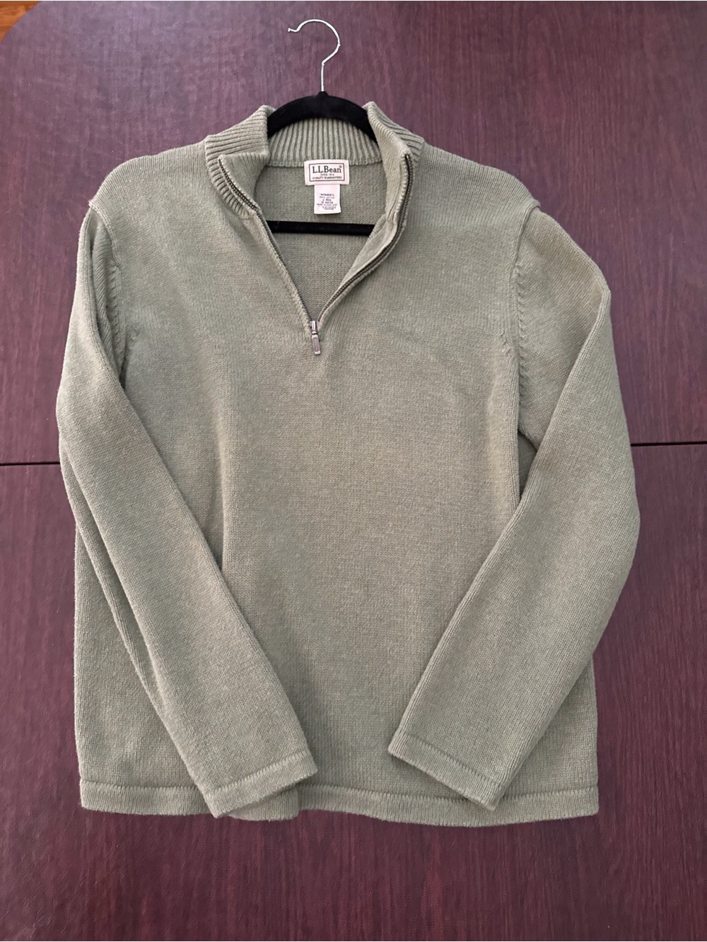 L.L. Bean Olive Green Zip Mock Neck Sweater